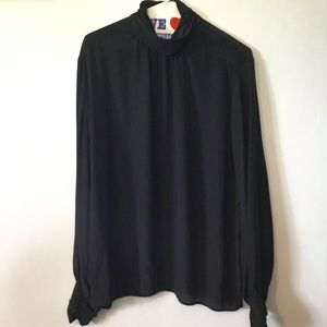 Dalton Sport - Black  Crepe de Chine  Classic Blouse -- Size 16